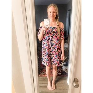 Boohoo Off the Shoulder Multi-colored Mini Dress